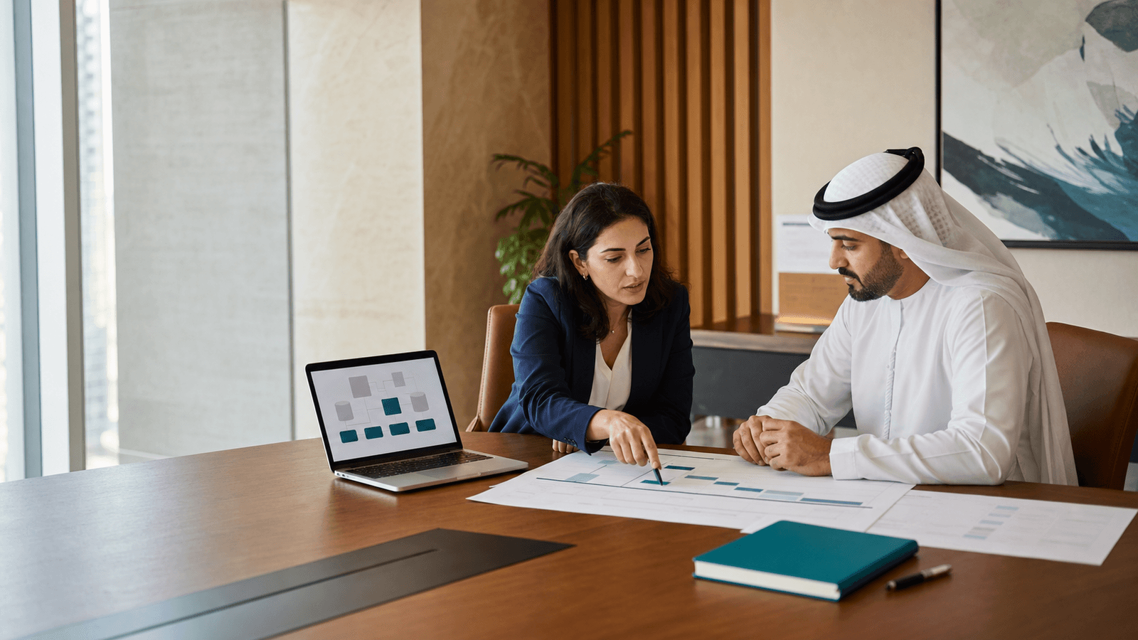 Business and technology leaders reviewing an IT roadmap before an investment decision